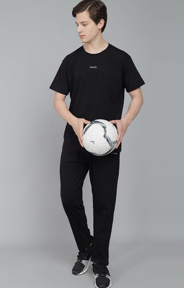 Men's Black Solid Trackpants