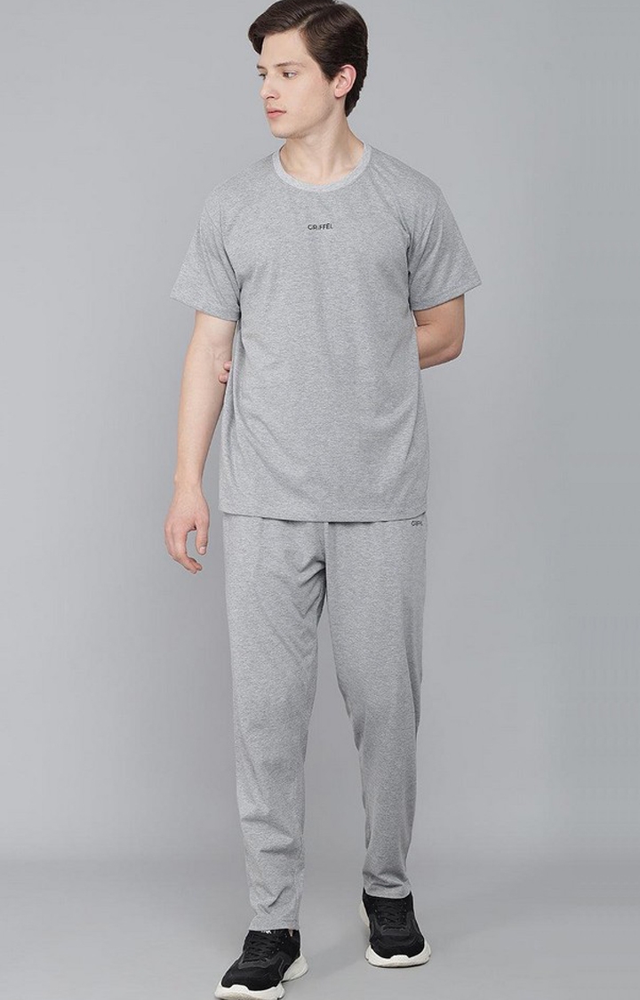 Men's Grey Solid Trackpants