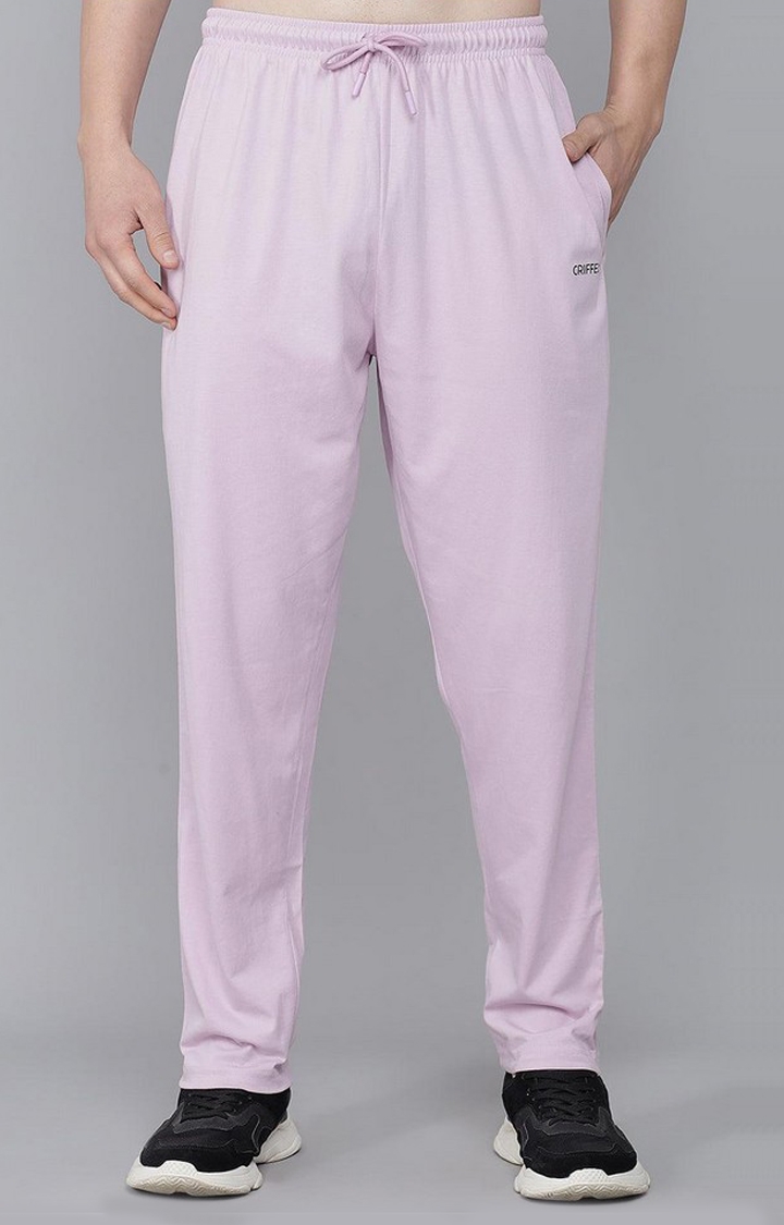 GRIFFEL | Men's Purple Cotton Solid Trackpants