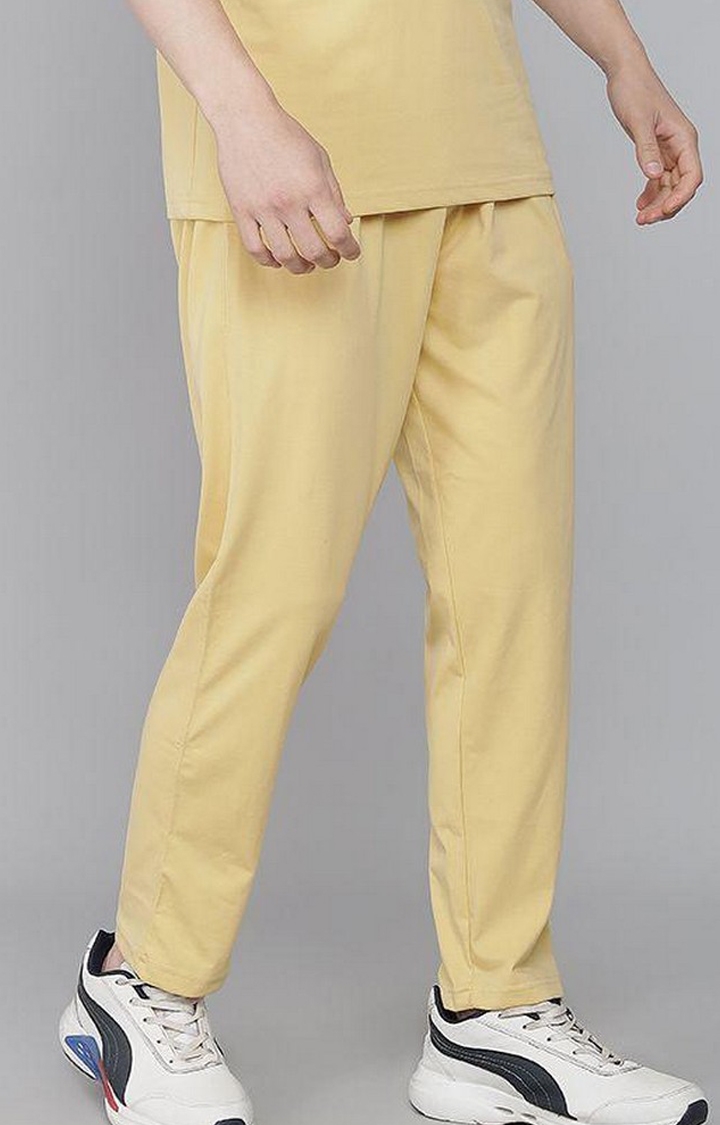 Men's Yellow Solid Trackpants