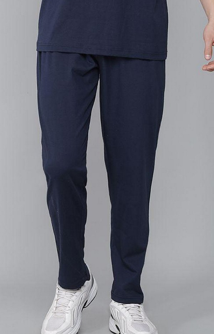 Men's Navy Solid Trackpants