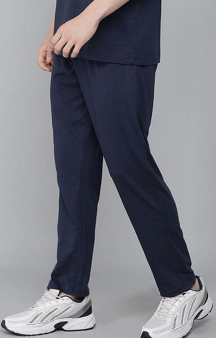 Men's Navy Solid Trackpants