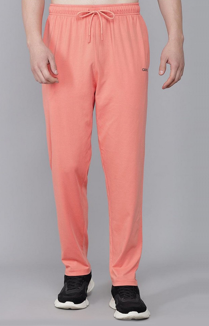GRIFFEL | Men's Orange Cotton Solid Trackpants