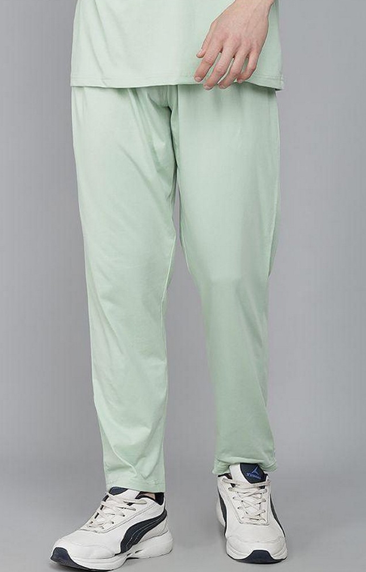 Men's Sea Green Solid Trackpants