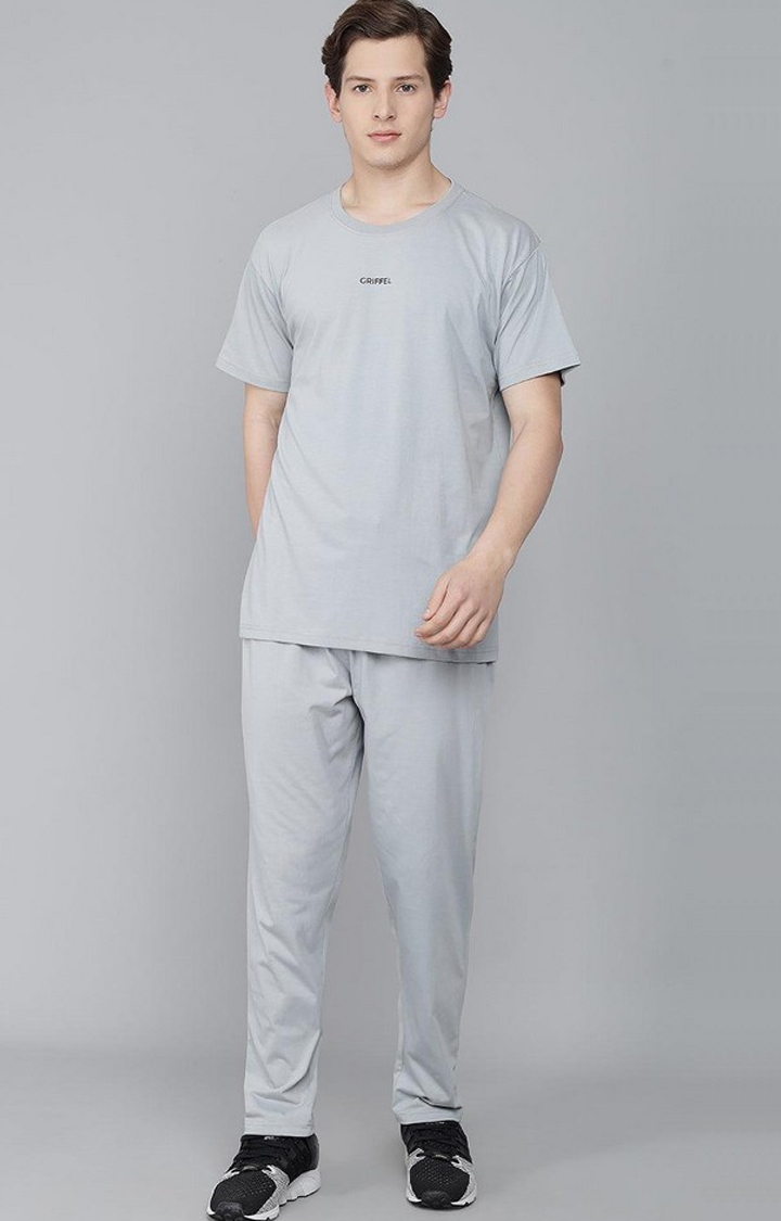 Men's Steel Grey Solid Trackpants