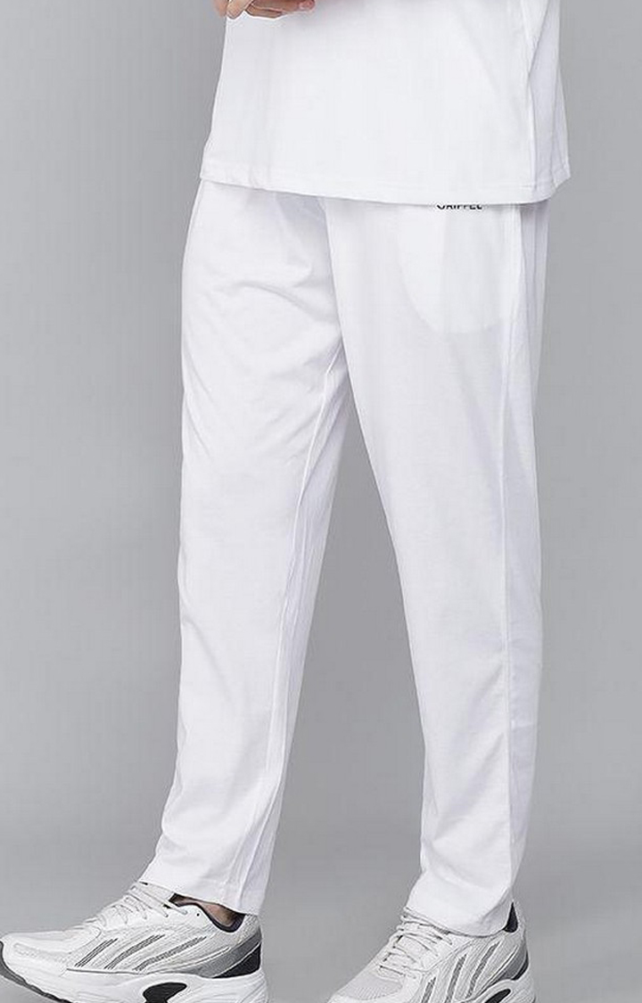 Men's White Solid Trackpants