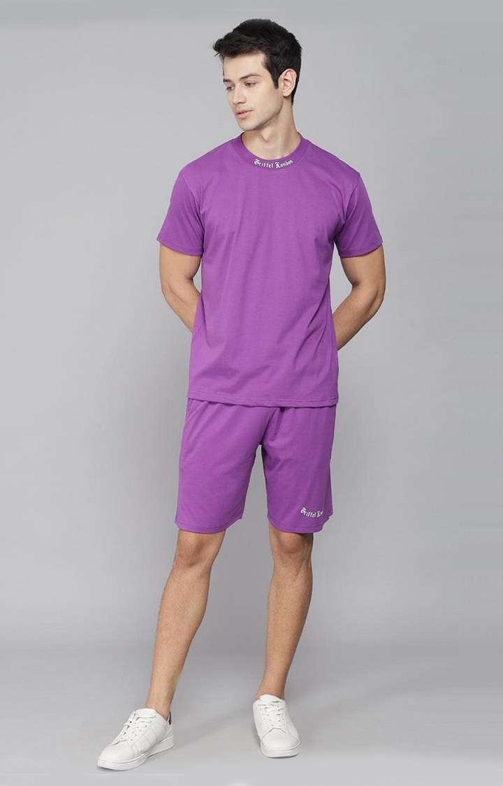 Men's Purple Solid Shorts