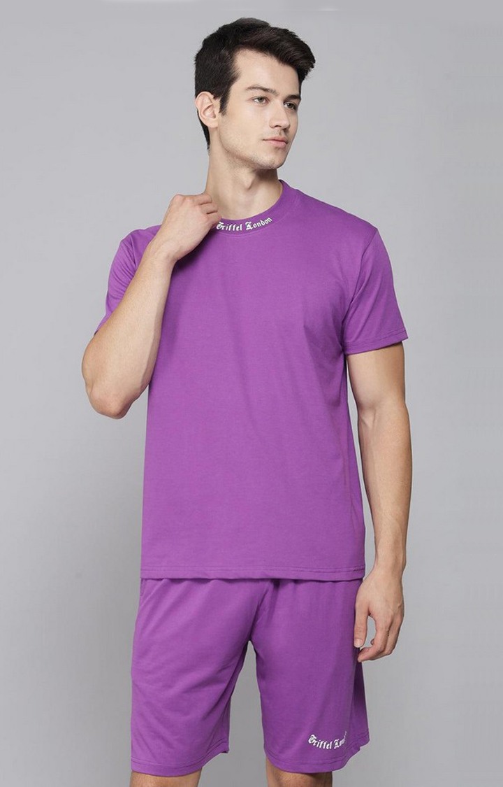 Men's Purple Solid Shorts