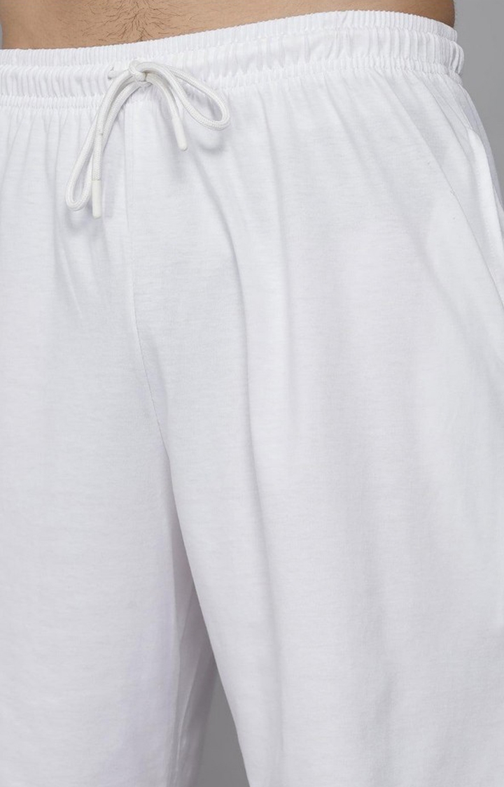 Men's White Solid Shorts