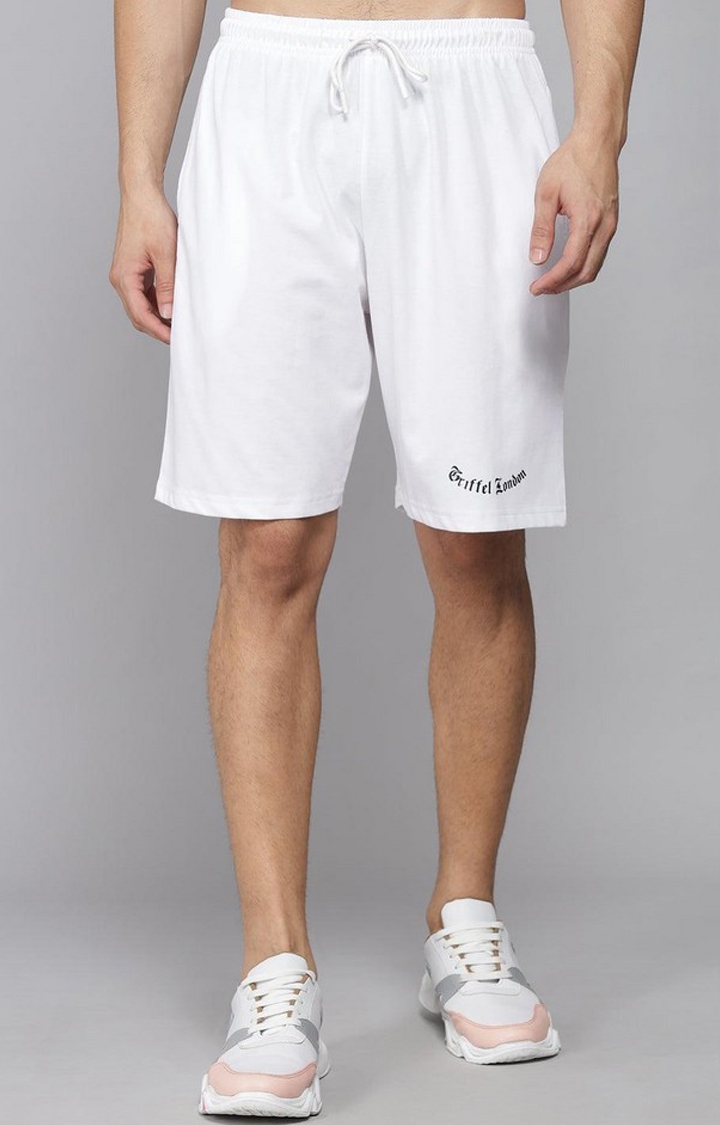 Men's White Solid Shorts