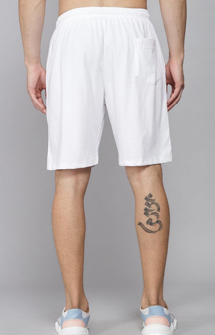 Men's White Solid Shorts