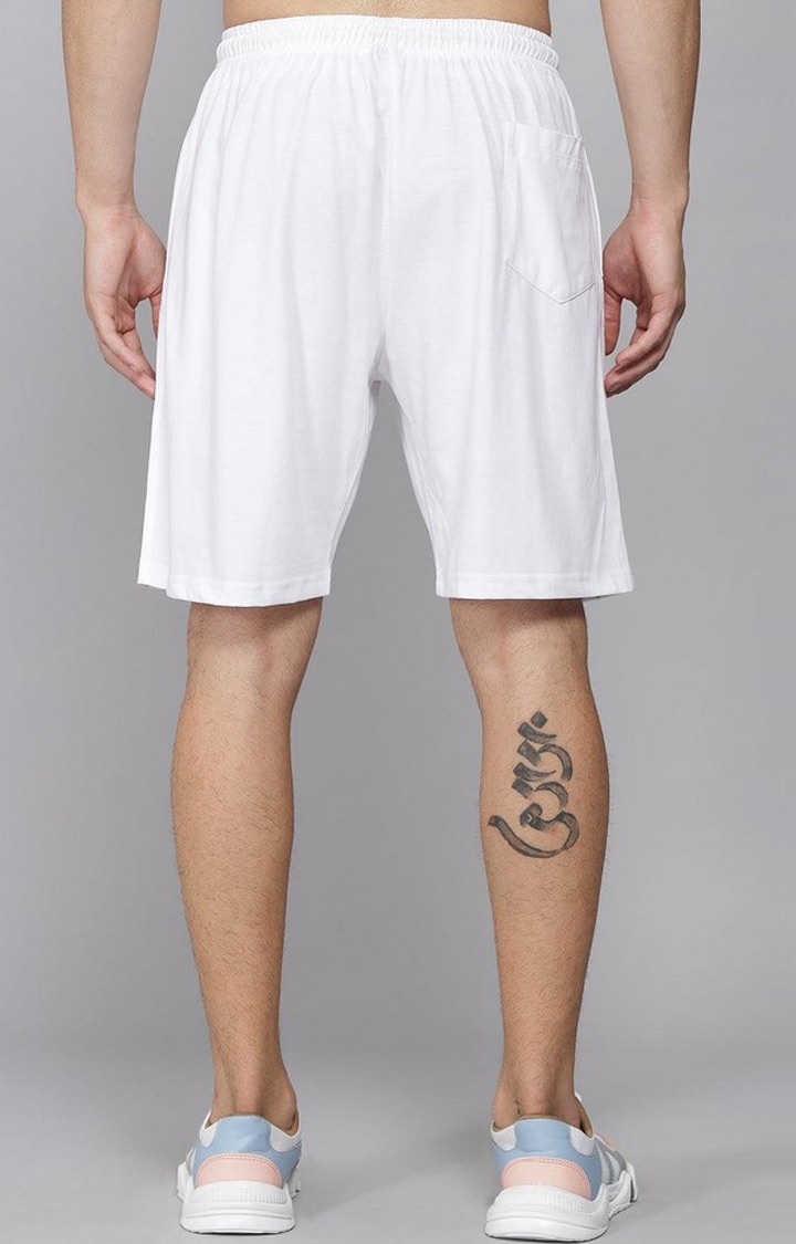 Men's White Solid Shorts