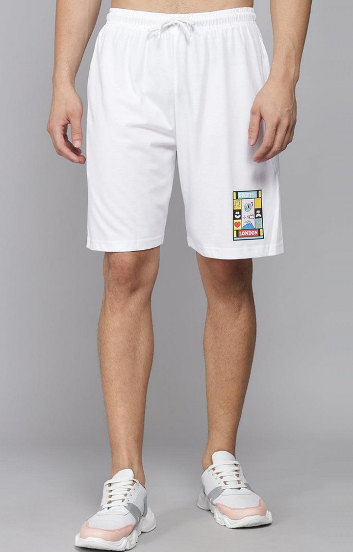 Men's White Solid Shorts