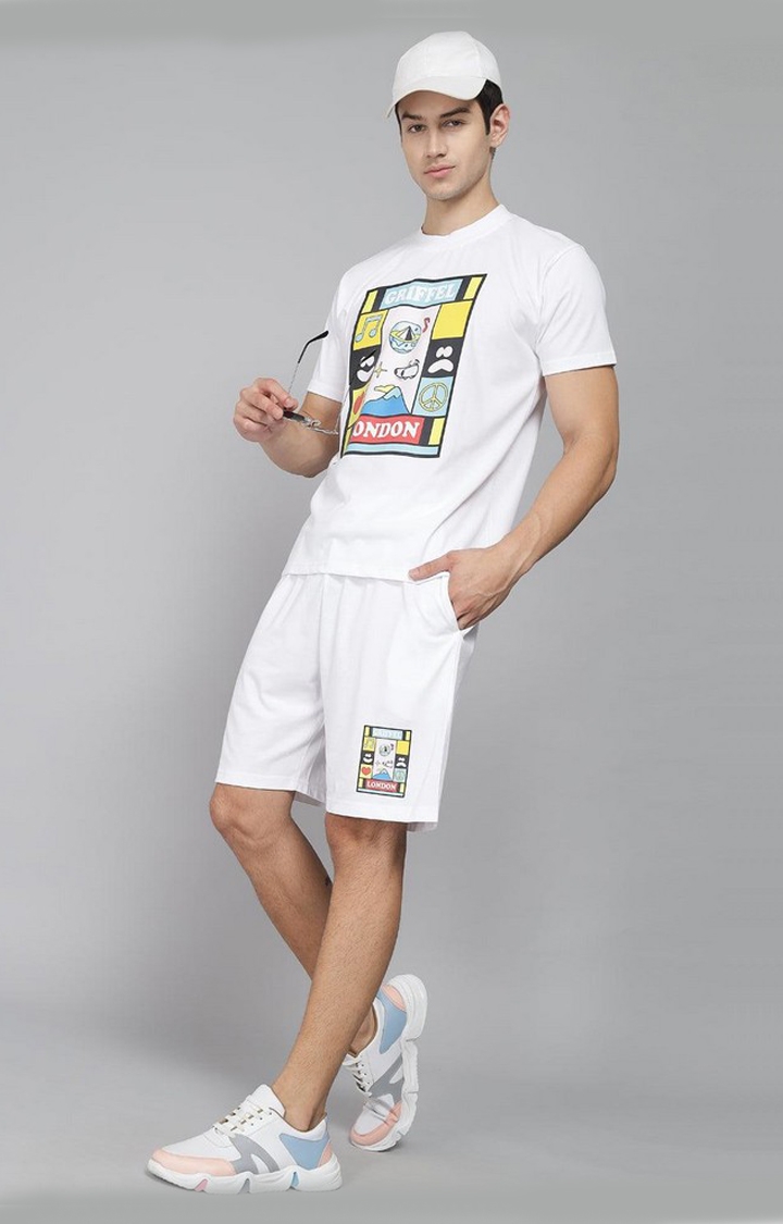 GRIFFEL | Men's White Cotton Solid Shorts
