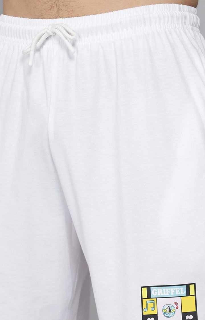 Men's White Solid Shorts