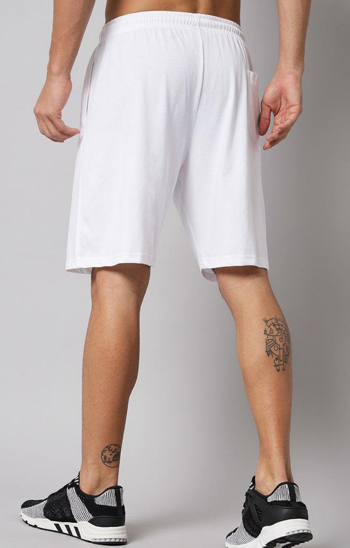 Men's White Solid Shorts