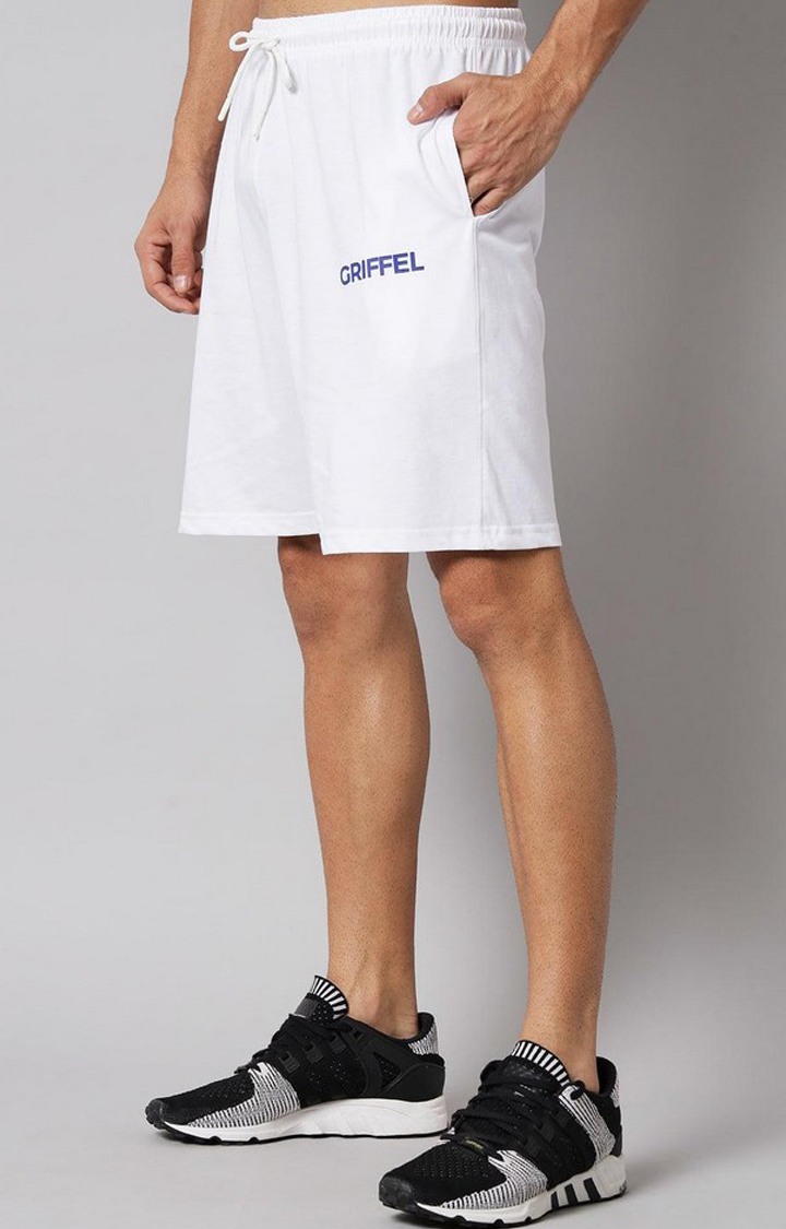 Men's White Solid Shorts