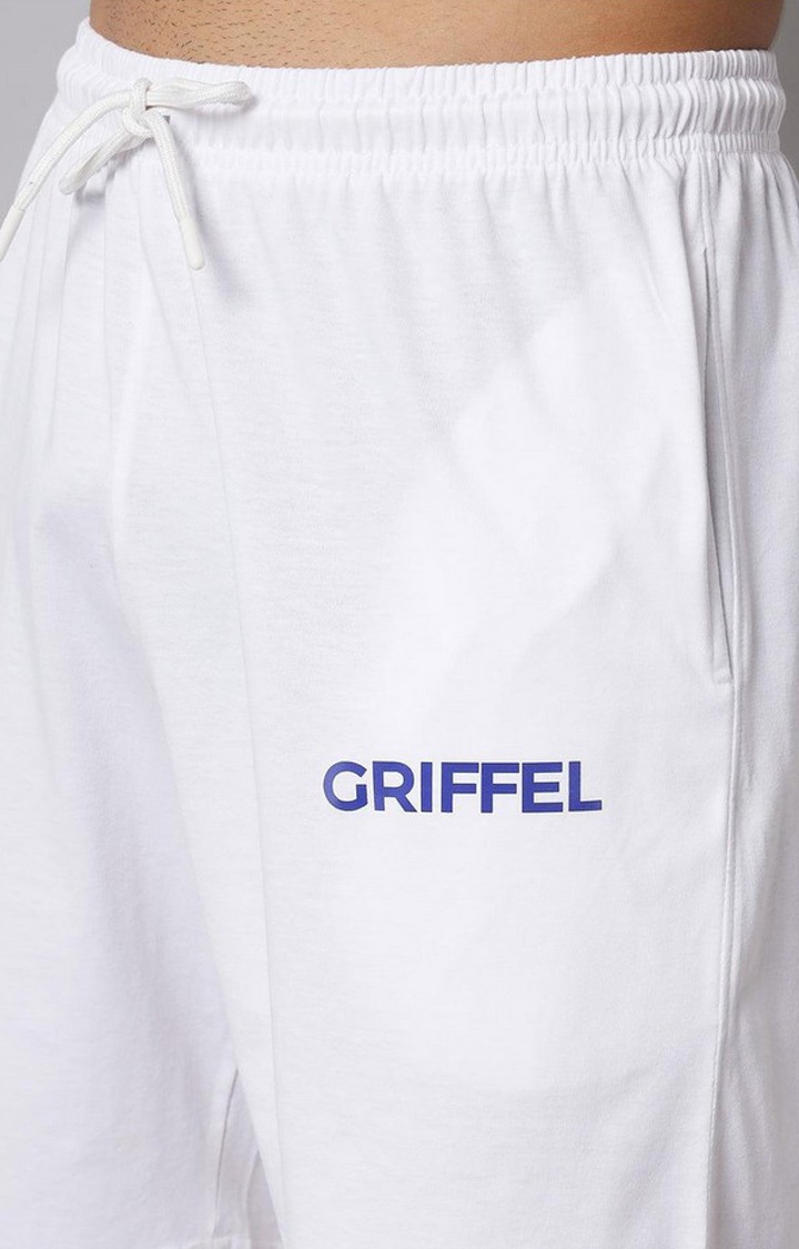 Men's White Solid Shorts