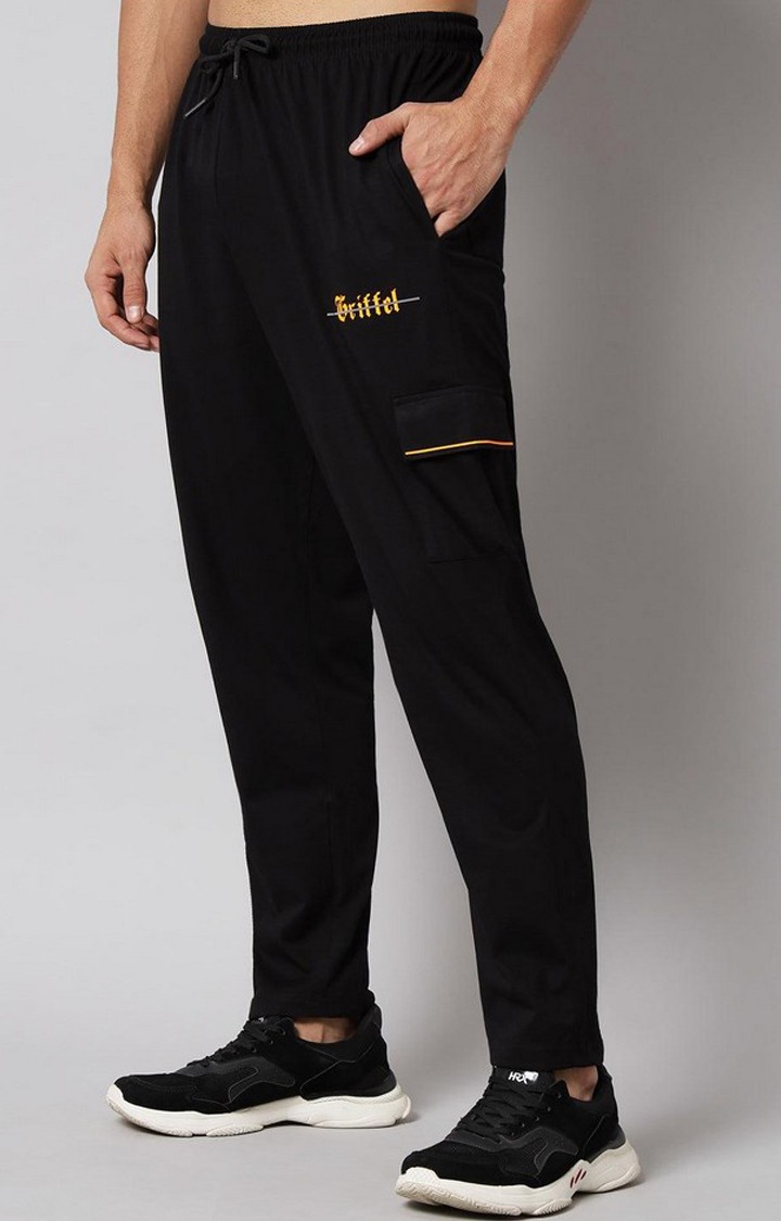 Men's Black Solid Trackpants