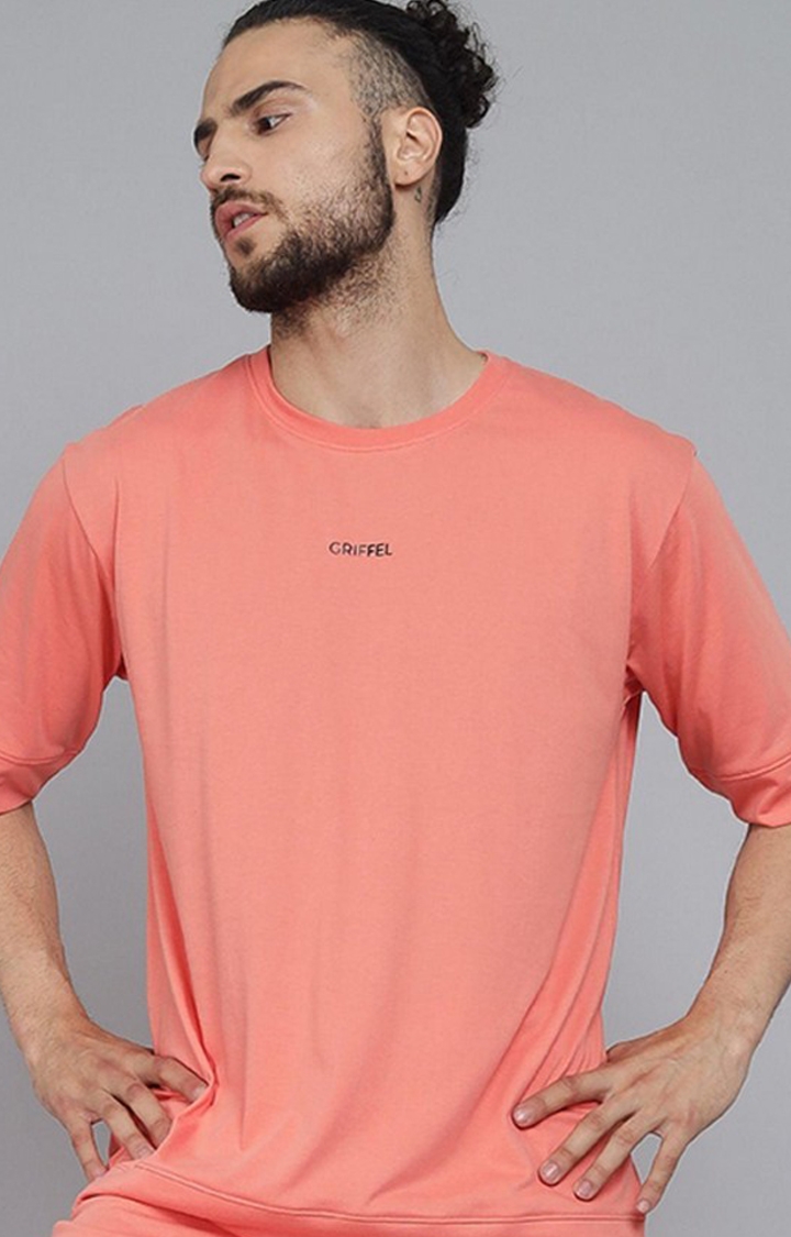 GRIFFEL | Men's Basic Solid PEACH Oversized Loose fit T-shirt