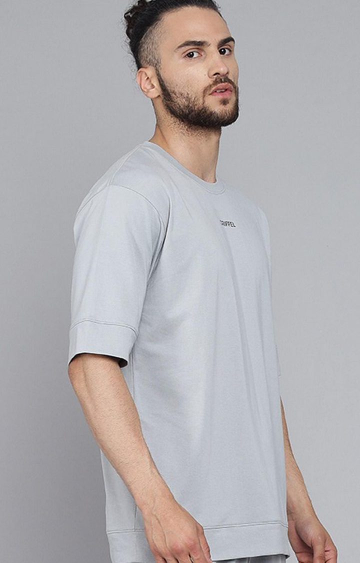 Men's Steel Grey Solid Oversized T-Shirts