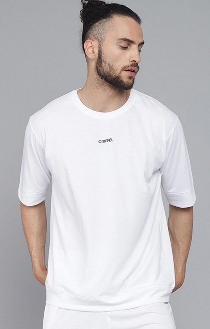 GRIFFEL | Men's Basic Solid White Oversized Loose fit T-shirt