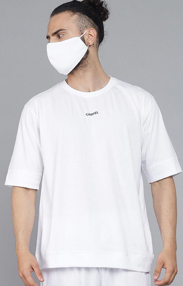 Men's White Solid Oversized T-Shirts