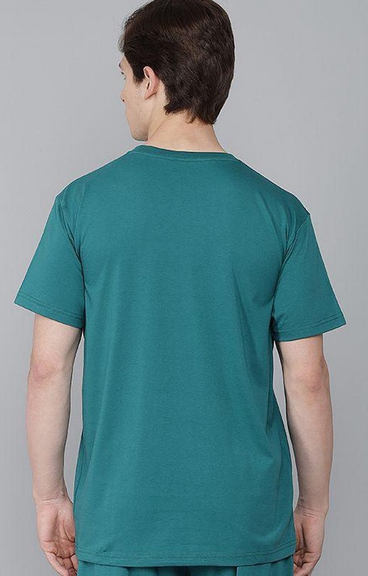 Men's Bottle Green Solid Oversized T-Shirts
