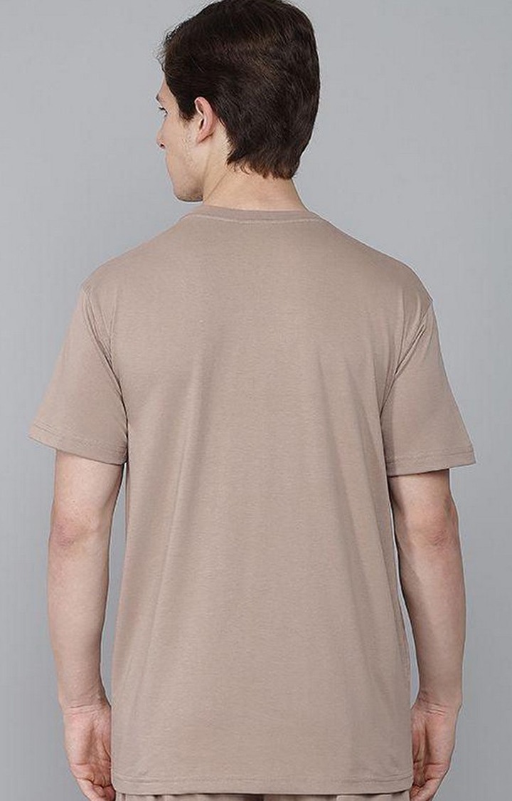 Men's Brown Solid Regular T-Shirts