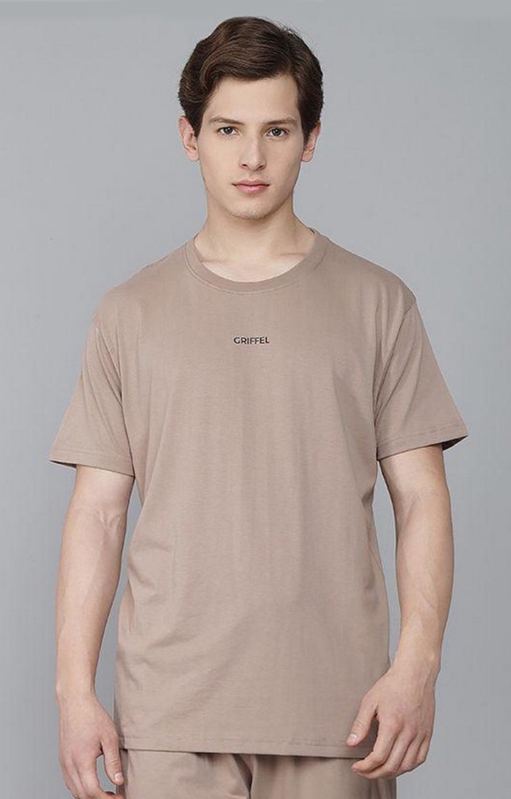 GRIFFEL | Men's Brown Solid Regular T-Shirts