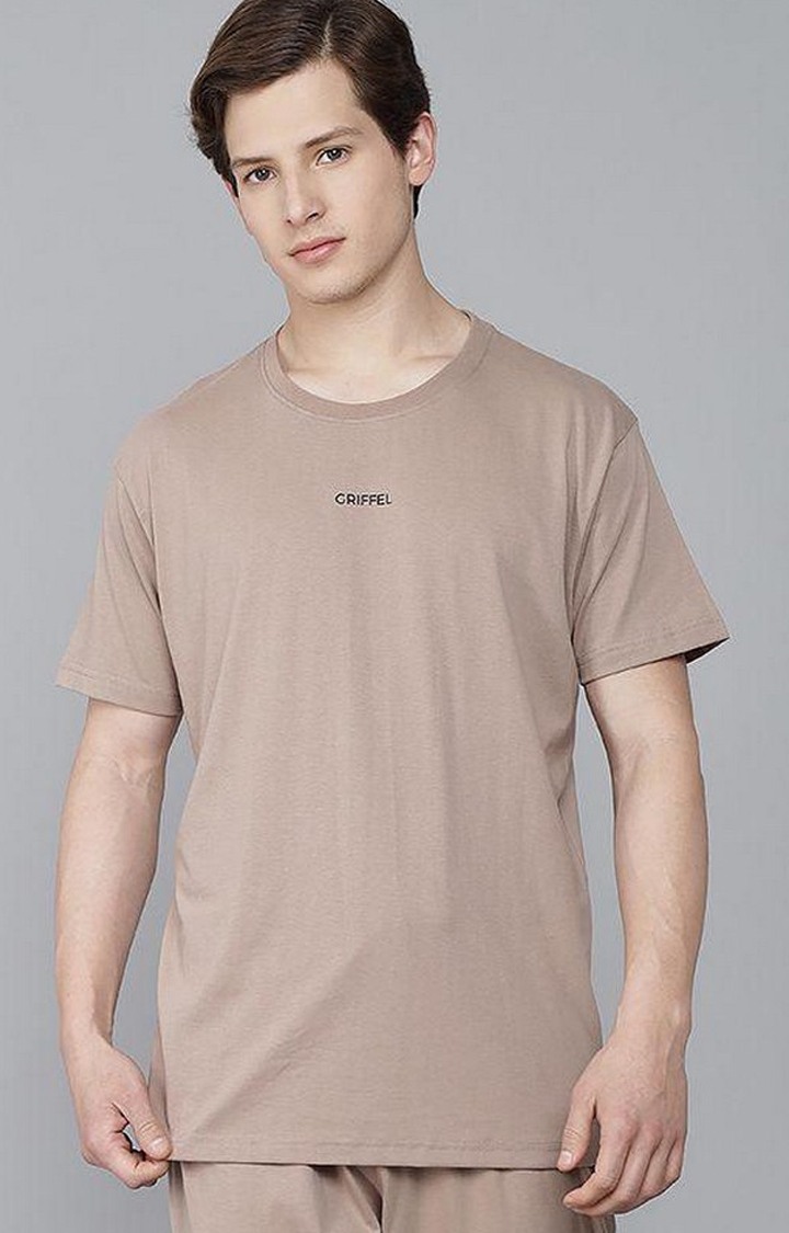 Men's Brown Solid Regular T-Shirts