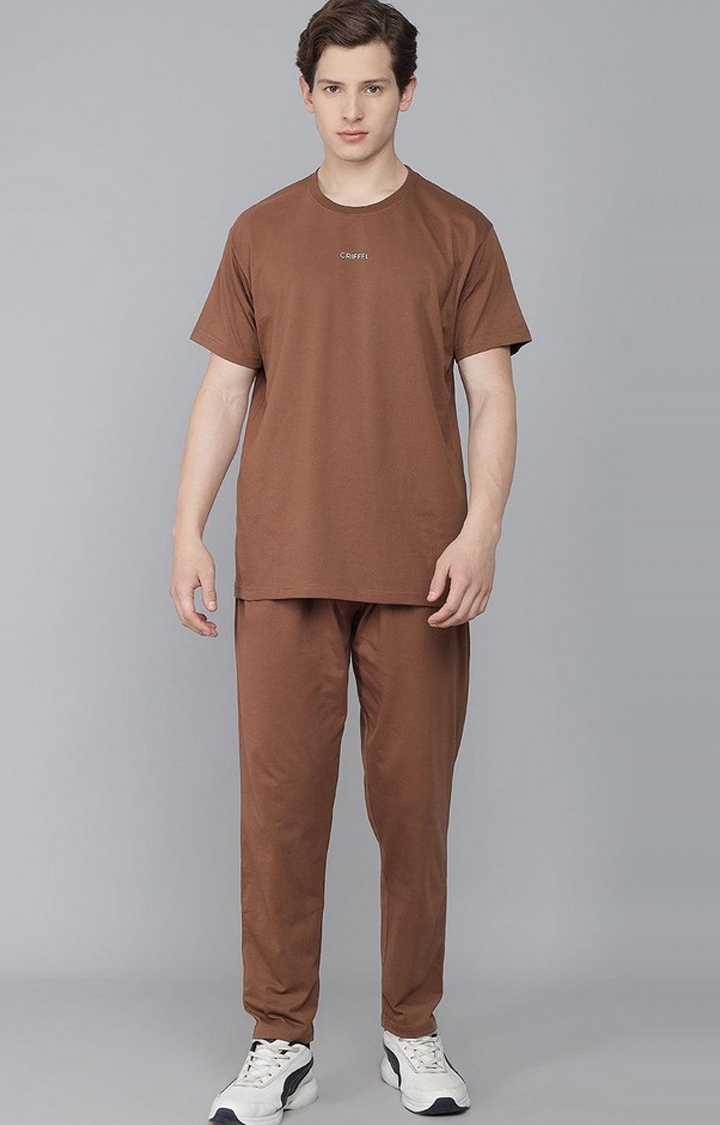 Men's Coffee Solid Oversized T-Shirts