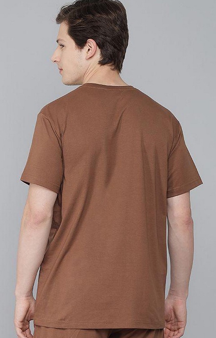 Men's Coffee Solid Oversized T-Shirts