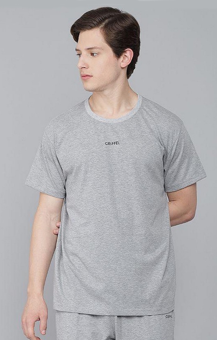 GRIFFEL | Men's Basic Solid Grey Regular fit T-shirt