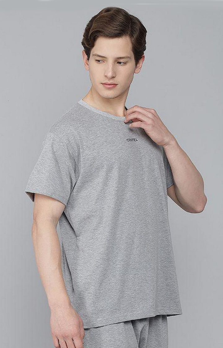 Men's Grey Solid Regular T-Shirts