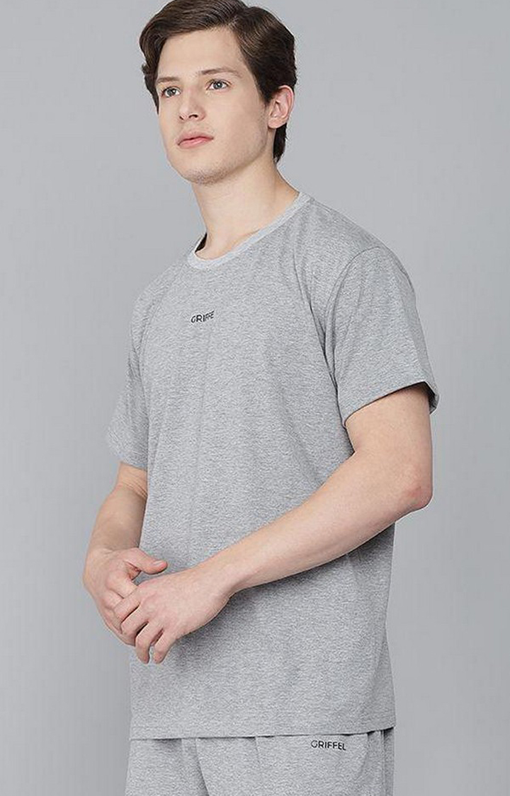 Men's Grey Solid Regular T-Shirts