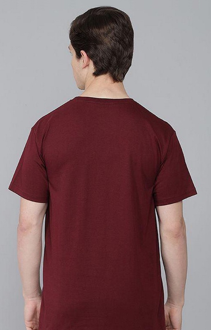 Men's Maroon Solid Regular T-Shirts