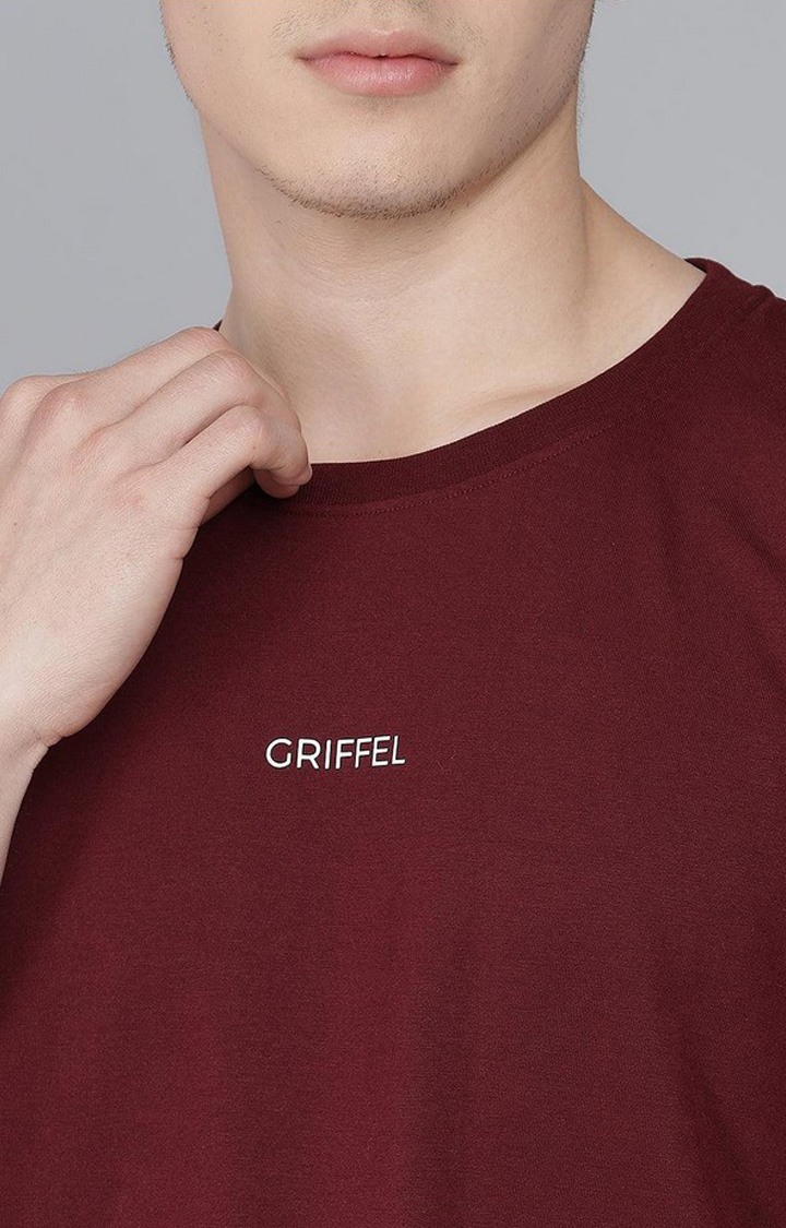 Men's Maroon Solid Regular T-Shirts