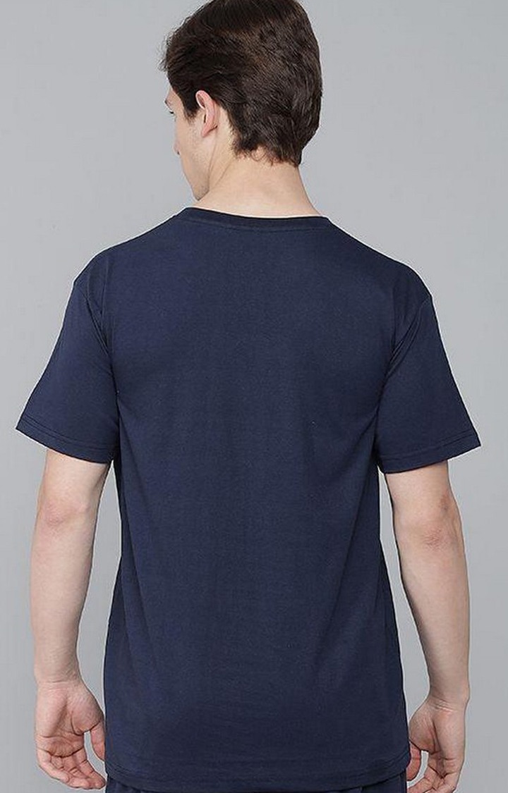 Men's Navy Blue Solid Oversized T-Shirts