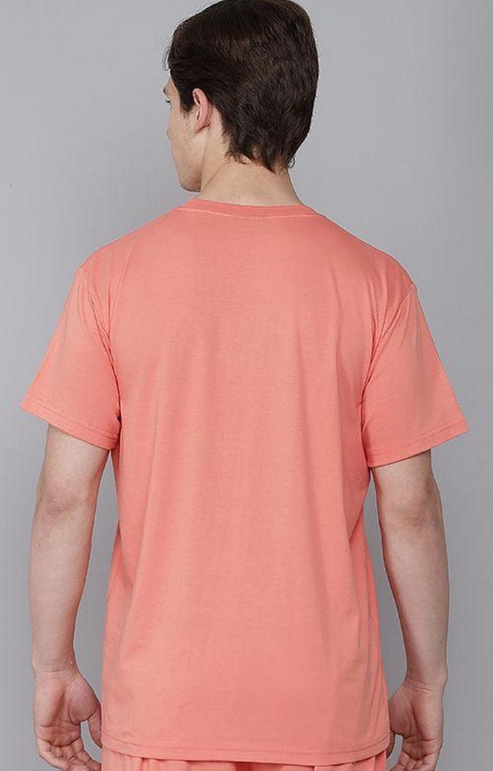 Men's Peach Solid Regular T-Shirts