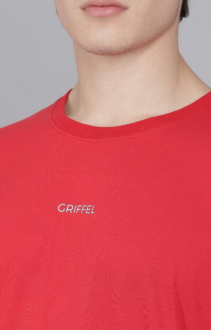 Men's Red Solid Regular T-Shirts