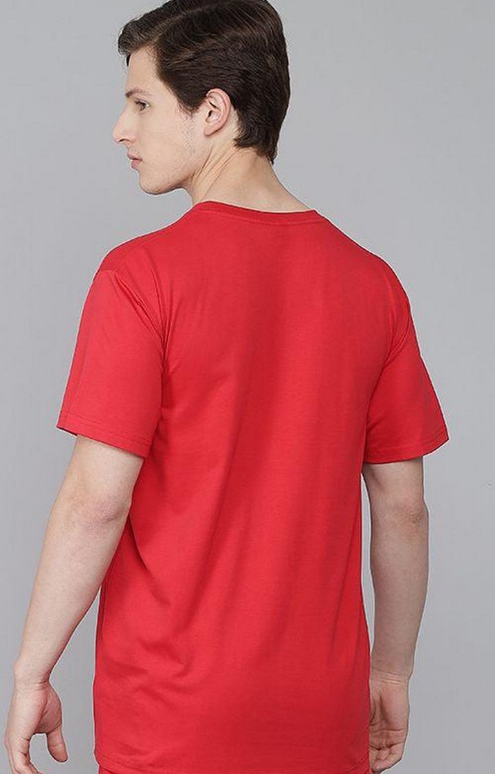 Men's Red Solid Regular T-Shirts