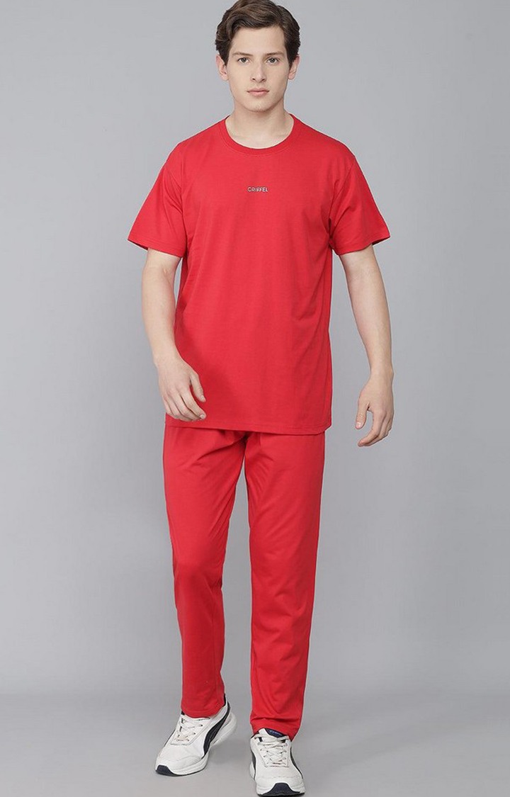 Men's Red Solid Regular T-Shirts