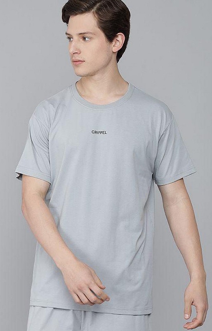 Men's Steel Grey Solid Regular T-Shirts