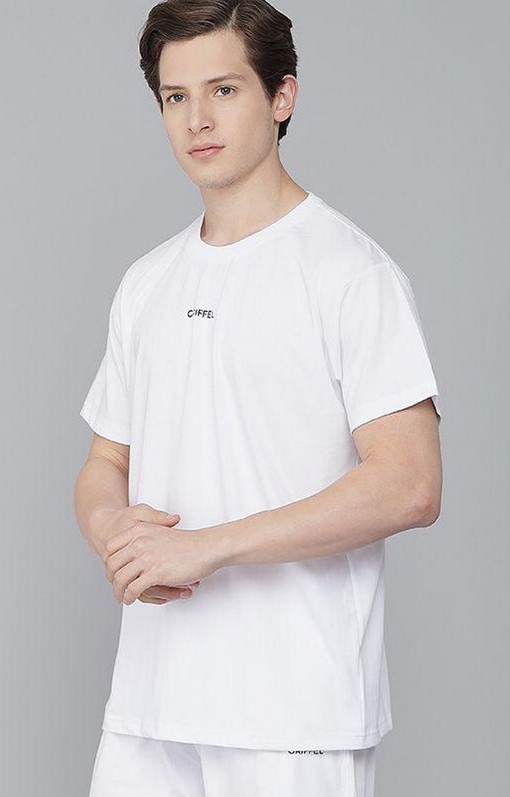 Men's White Solid Regular T-Shirts