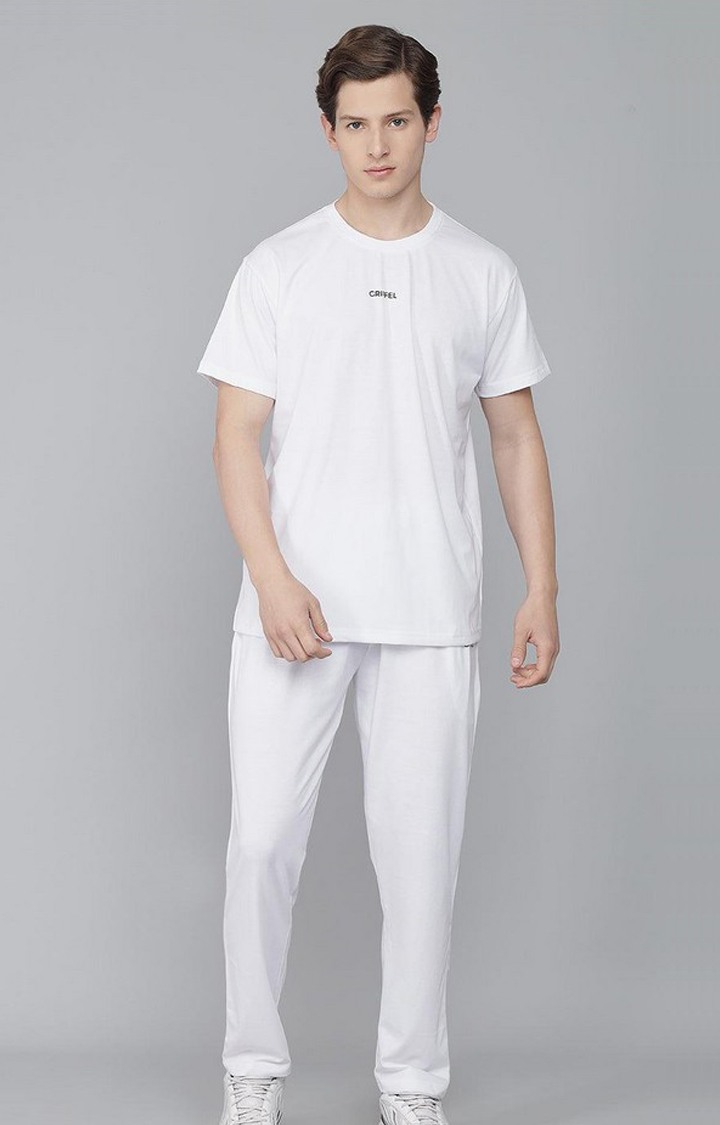 Men's White Solid Regular T-Shirts