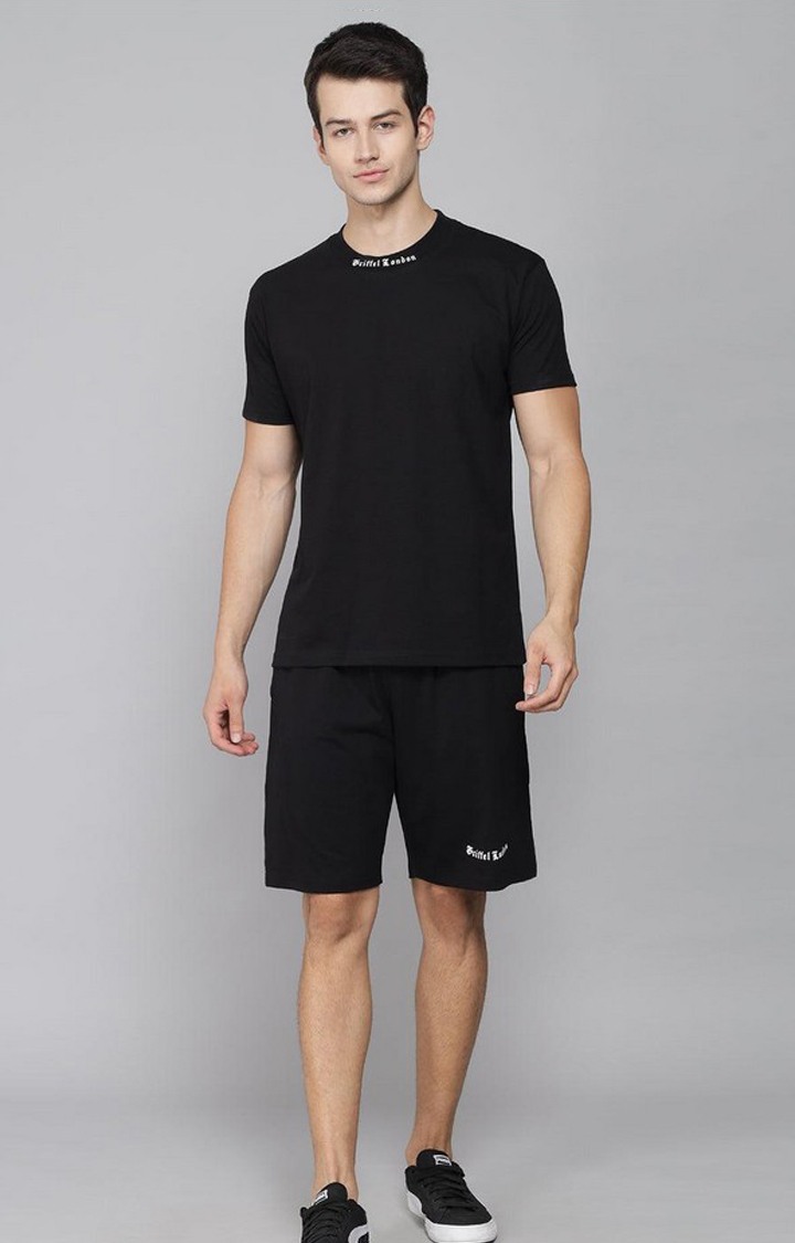 Men's Black Solid Regular T-Shirts