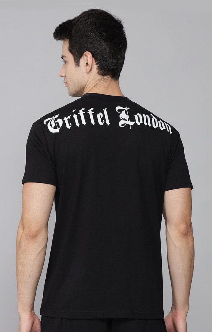 Men's Black Solid Regular T-Shirts