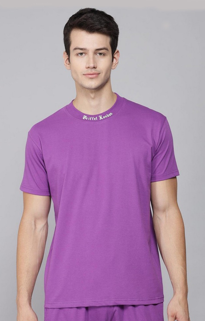 Men's Purple Solid Oversized T-Shirts