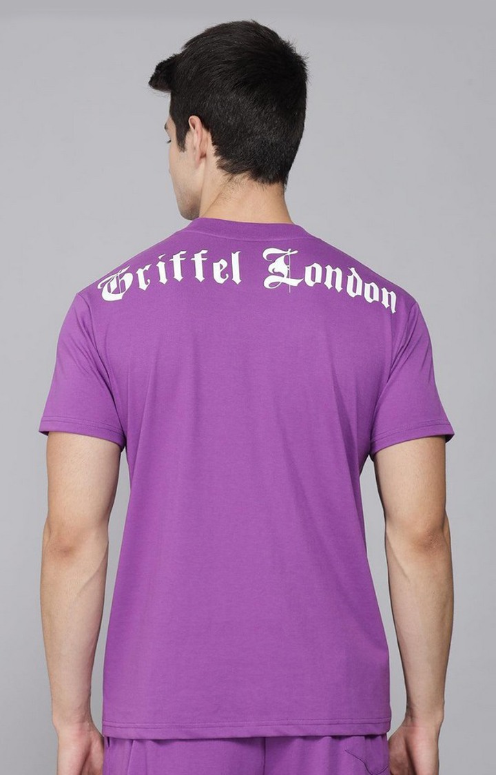 Men's Purple Solid Oversized T-Shirts